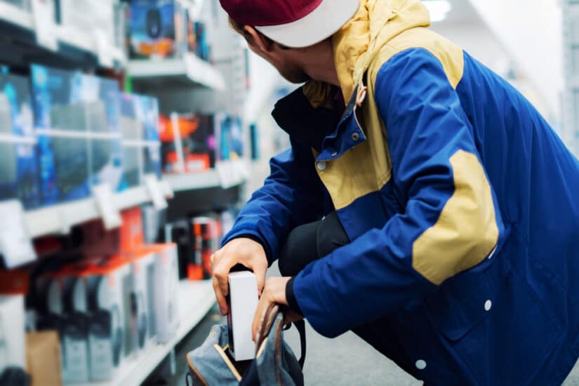 Photo of a boy stealing a product